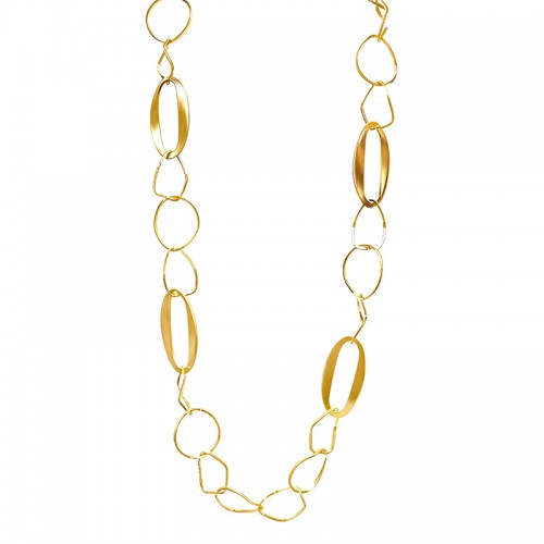 COLLANA LUNGA CATENA A MAGLIE IRREGOLARI E OVALI - SW24116B811