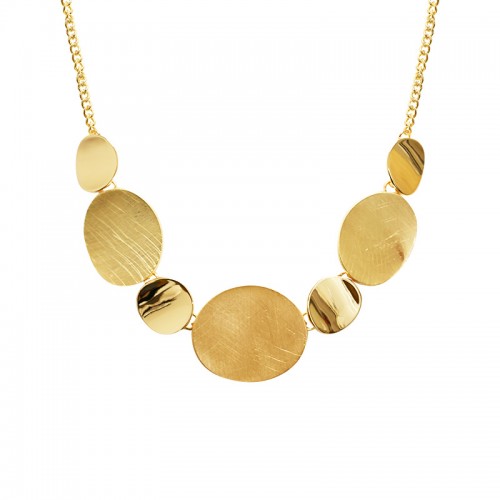 COLLANA CON TONDI PIATTI ALTERNATI LUCIDI E SATINATI - SW251056B81