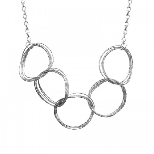 COLLANA A CINQUE ANELLI MULTICERCHIO INTRECCIATI - SW25108C512