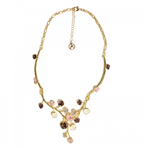COLLANA CON RAMI FIORITI SMALTATI E STRASS - SW25112C422