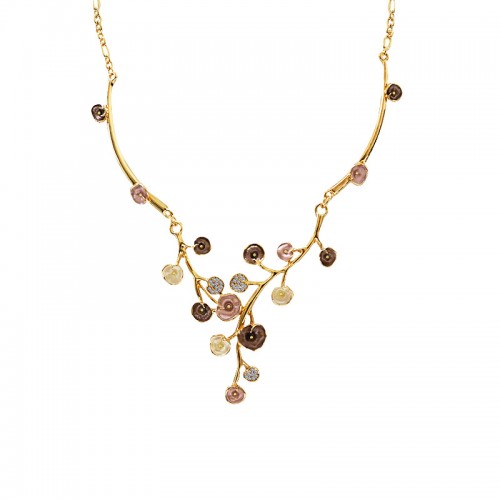 COLLANA CON RAMI FIORITI SMALTATI E STRASS - SW25112C422