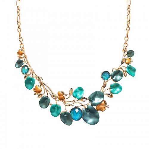COLLANA RAMI E FOGLIE SMALTATE CON STRASS - SW25116C416
