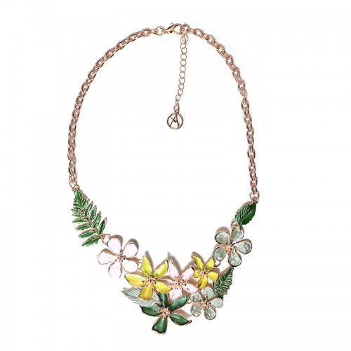COLLANA CON FIORI E FOGLIE SMALTATI - SW25116C430