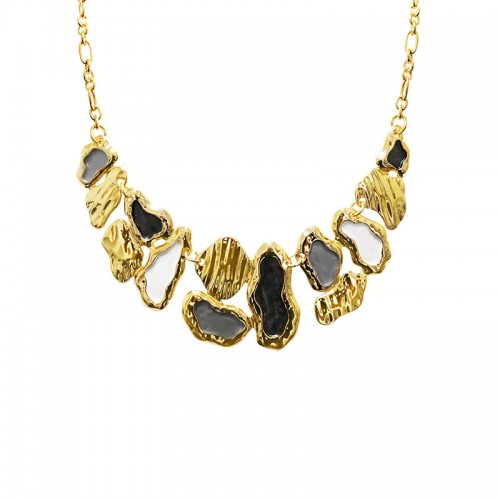 COLLANA CON ELEMENTI ORGANICI SMALTATI - SW25116C448