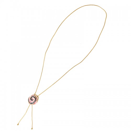 COLLANA LUNGA A Y REGOLABILE CON ROSA A SPIRALE SMALTATA - SW2576C478