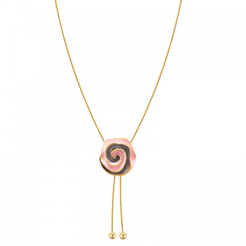 COLLANA LUNGA A Y REGOLABILE CON ROSA A SPIRALE SMALTATA - SW2576C478