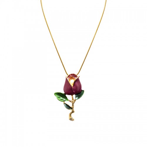 COLLANA CON CIONDOLO A FORMA DI ROSA SMALTATA - SW2667D065
