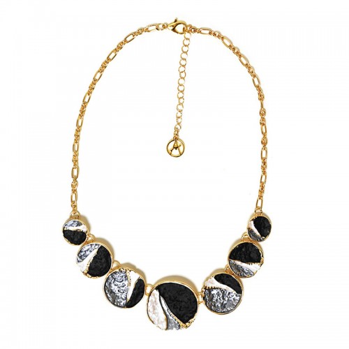 COLLANA CON DISCHI SMALTATI EFFETTO MARTELLATO - SW2688C803