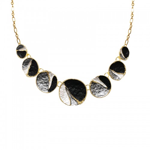 COLLANA CON DISCHI SMALTATI EFFETTO MARTELLATO - SW2688C803