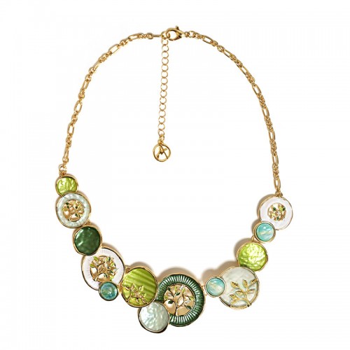 COLLANA CON ALBERI DELLA VITA E DISCHI SMALTATI - SW2688C806