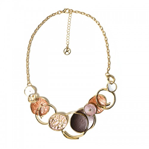 COLLANA CON DISCHI E ANELLI INCROCIATI SMALTATI - SW2692C818