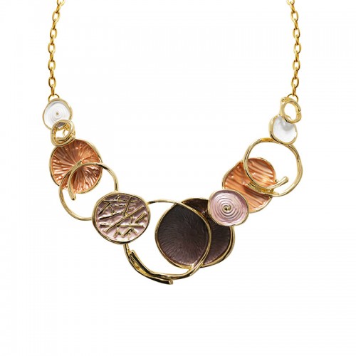 COLLANA CON DISCHI E ANELLI INCROCIATI SMALTATI - SW2692C818