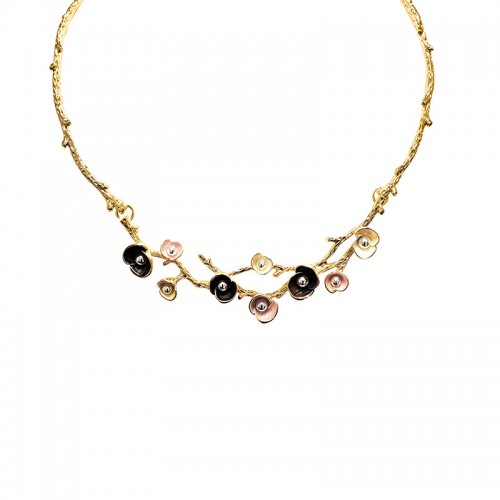 COLLANA CON RAMI FIORITI SMALTATI - SW2696C813