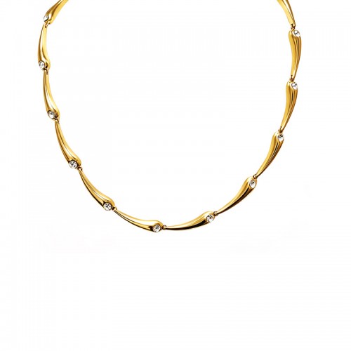 COLLANA CON ELEMENTI A GOCCIA E ZIRCONI - YC26208C908