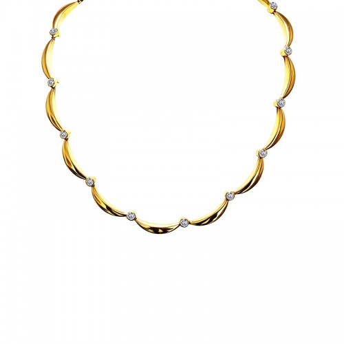 COLLANA CON ELEMENTI CURVI E ZIRCONI - YC26208C909