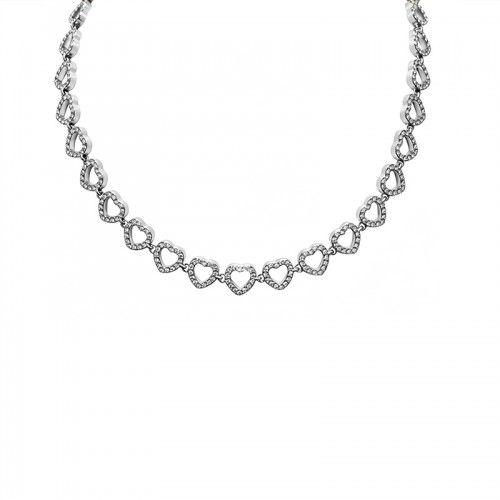 COLLANA CUORI TRAFORATI CON PAVÉ DI ZIRCONI - YC26240C877