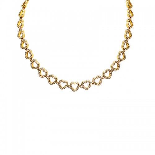 COLLANA CUORI TRAFORATI CON PAVÉ DI ZIRCONI - YC26240C877