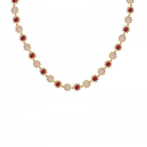 COLLANA A FIORI CON ZIRCONI COLORATI - YC26240C883