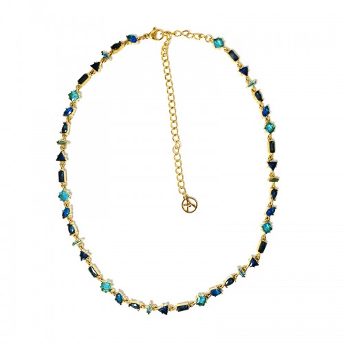 COLLANA GEOMETRICA CON ZIRCONI MULTITAGLIO COLORATI - YC26288C888