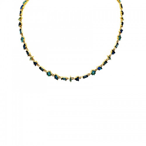 COLLANA GEOMETRICA CON ZIRCONI MULTITAGLIO COLORATI - YC26288C888