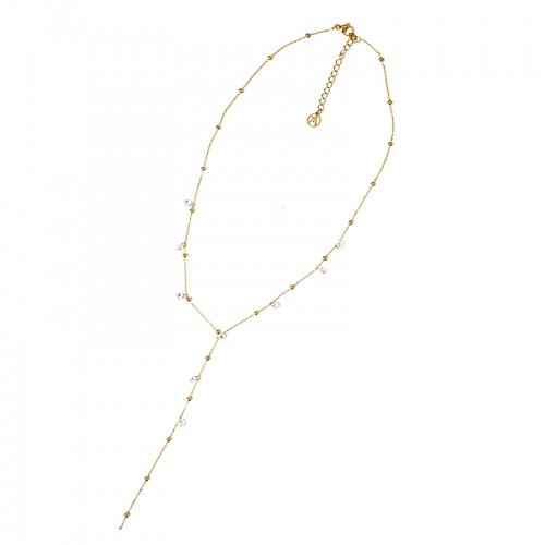 COLLANA A Y CON SFERE E ZIRCONI PENDENTI - YC2664C943