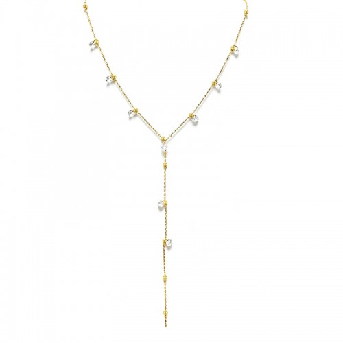 COLLANA A Y CON SFERE E ZIRCONI PENDENTI - YC2664C943