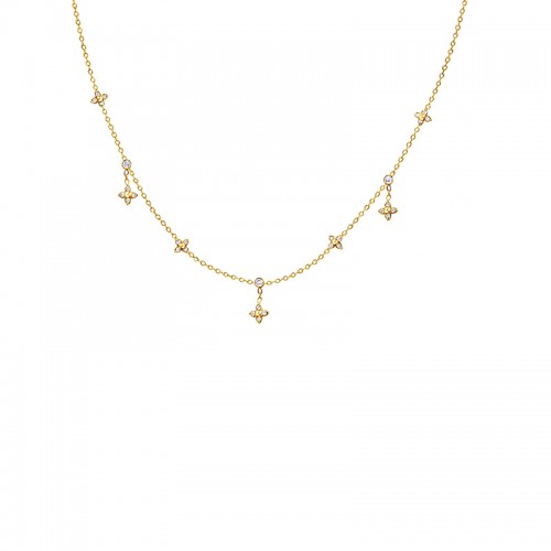 COLLANA CON ZIRCONI E FIORELLINI PENDENTI - YC2696C939