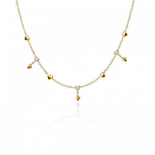 COLLANA CON CUORI PENDENTI E ZIRCONI - YC2696C941