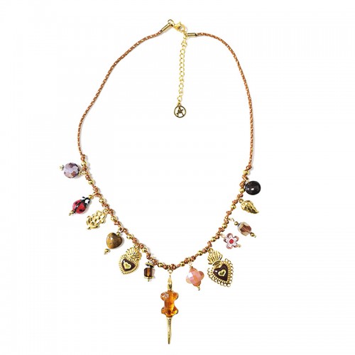 COLLANA FILO IN TESSUTO CON CHARMS COCCODRILLO - YNK241584B840
