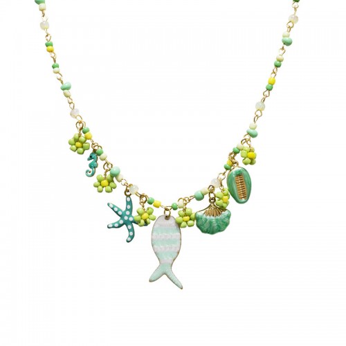 COLLANA CON PERLINE COLORATE E CHARMS MARINI - YNK25140C382