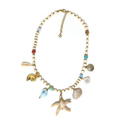 COLLANA CON PERLINE IN PLASTICA E CHARMS MARINI - YNK25148C366