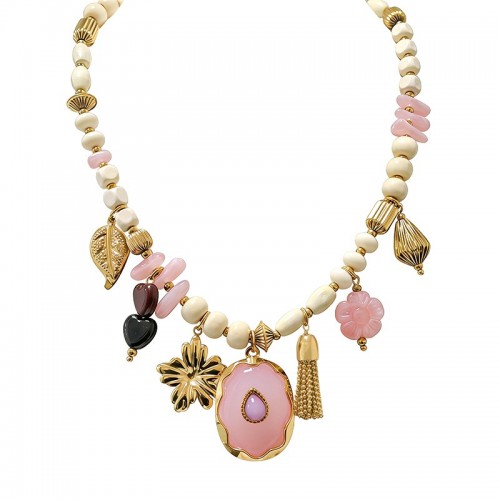 COLLANA CHARMS CON PERLINE IN PLASTICA - YNK25152C372