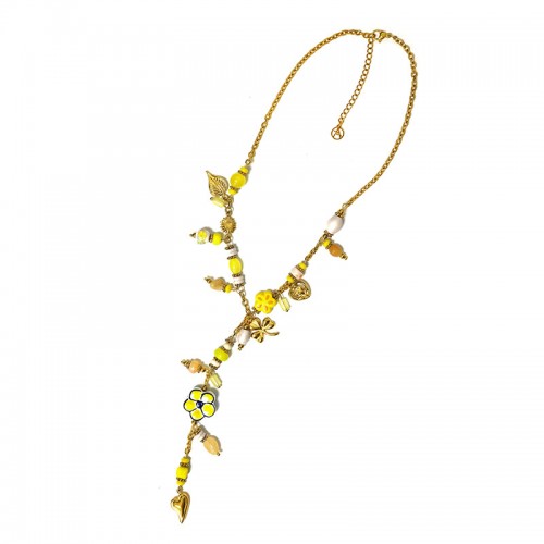 COLLANA A Y CON PERLINE E CHARMS COLORATI - YNK26140C728