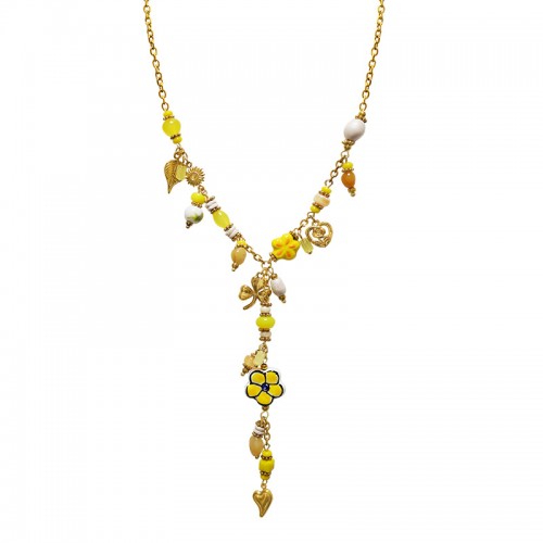 COLLANA A Y CON PERLINE E CHARMS COLORATI - YNK26140C728