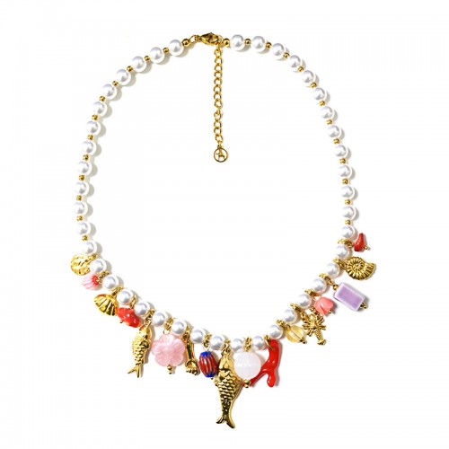 COLLANA DI PERLE CON CHARMS MARINI - YNK26188C733