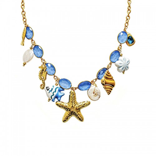 COLLANA CHARMS MARINI CON CRISTALLI COLORATI - YNK26190C729