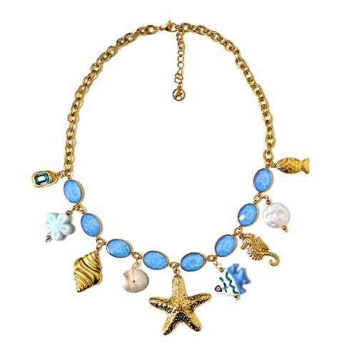 COLLANA CHARMS MARINI CON CRISTALLI COLORATI - YNK26190C729
