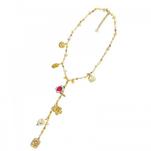 COLLANA A Y CON CHARMS FLOREALI E PERLINE COLORATE - YNK26198C731