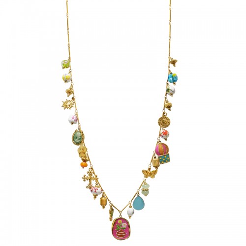 COLLANA LUNGA CON CHARMS MISTI E COLORATI - YNK26208C732