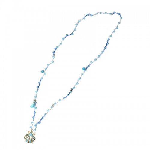 COLLANA LUNGA ALL'UNCINETTO CON PERLINE E CIONDOLO CONCHIGLIA - YY25124C635