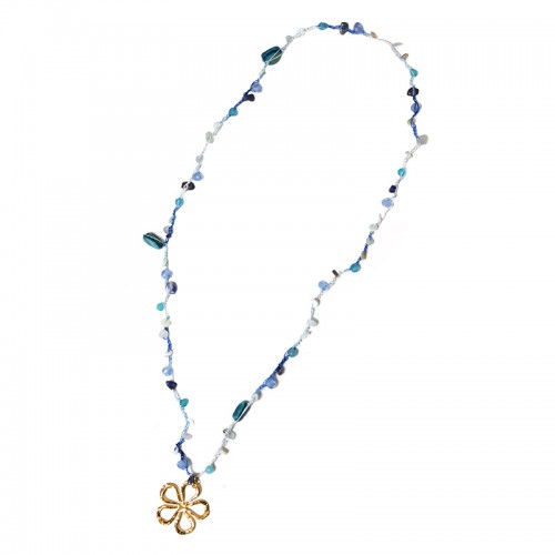 COLLANA LUNGA ALL'UNCINETTO CON PERLINE E CIONDOLO FIORE - YY25128C627