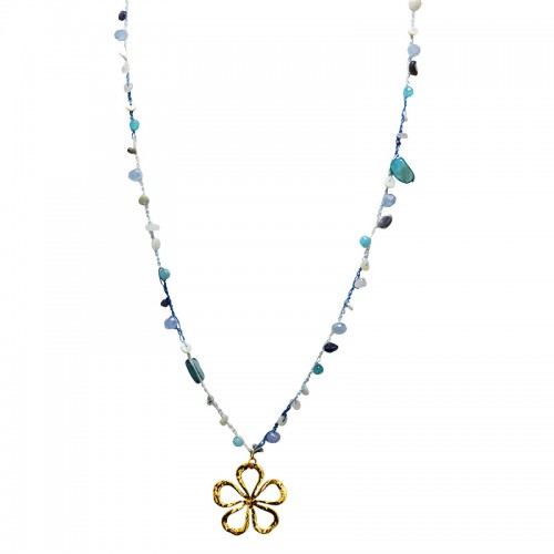COLLANA LUNGA ALL'UNCINETTO CON PERLINE E CIONDOLO FIORE - YY25128C627