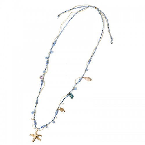 COLLANA LUNGA REGOLABILE CON PERLINE E CIONDOLO STELLA MARINA - YY25132C644