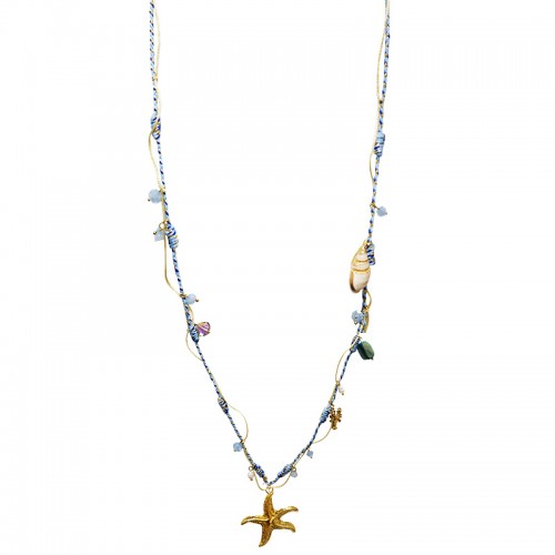 COLLANA LUNGA REGOLABILE CON PERLINE E CIONDOLO STELLA MARINA - YY25132C644