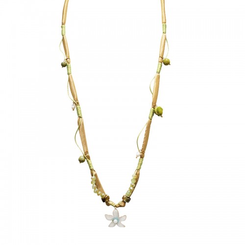 COLLANA LUNGA REGOLABILE CON PERLINE E CIONDOLO FIORE - YY25132C647