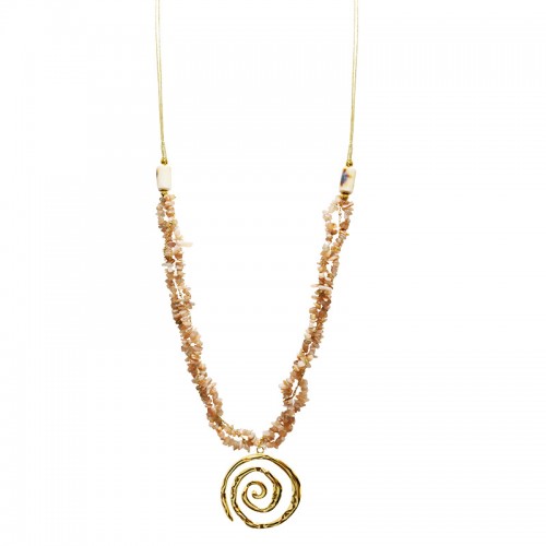 COLLANA LUNGA REGOLABILE CON PIETRE E CIONDOLO SPIRALE - YY25148C633