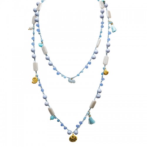 COLLANA LUNGA ALL'UNCINETTO CON PERLINE E CHARMS - YY25148C637