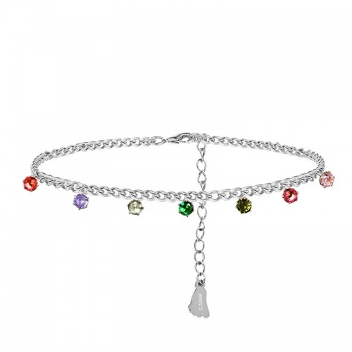 CAVIGLIERA CON SETTE ZIRCONI MULTICOLOR - YY2648C991