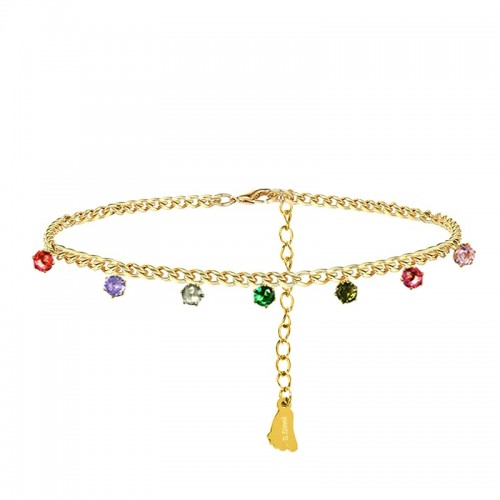 CAVIGLIERA CON SETTE ZIRCONI MULTICOLOR - YY2648C991