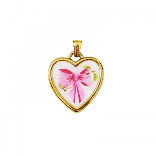 CIONDOLO CUORE CON FIOCCO ROSA - FJ2628D047